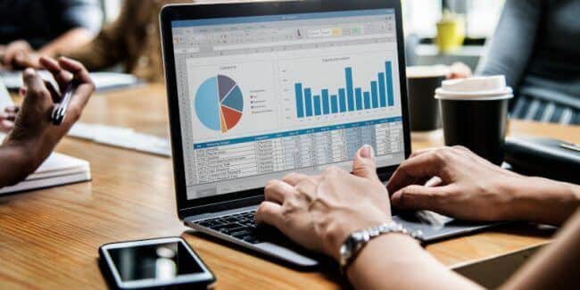 Financial forecast chart laptop Financial forecast chart laptop