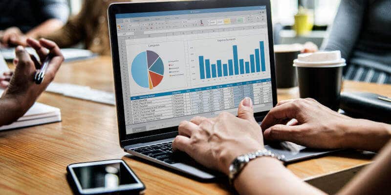 Financial forecast chart laptop